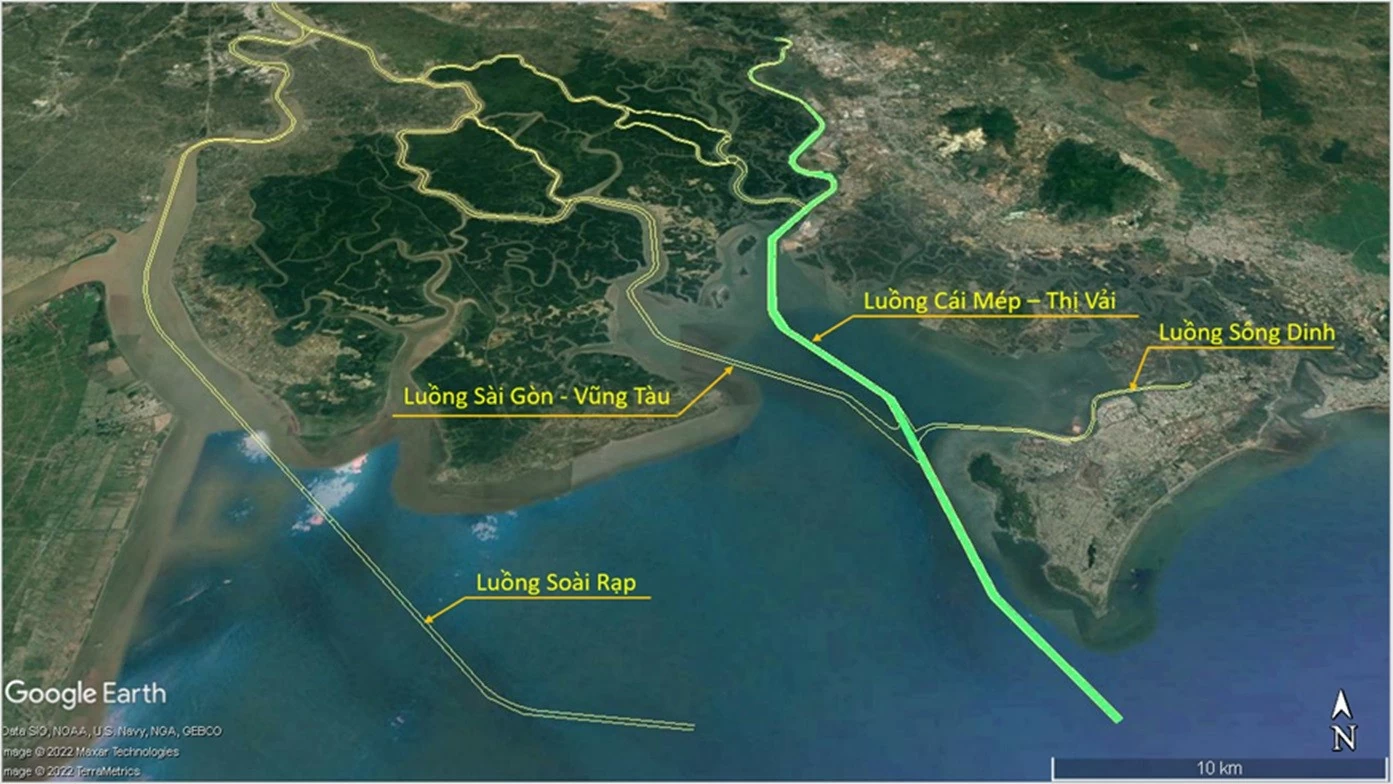 Mặt bằng tổng thể tuyến luồng Cái Mép – Thị Vải. Mặt bằng tổng thể tuyến luồng Cái Mép – Thị Vải.