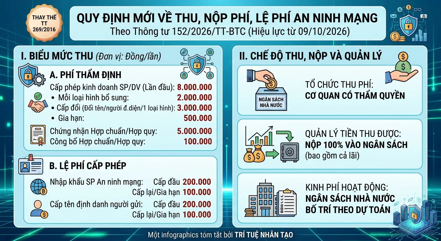 Quy định mới về chế độ thu, nộp phí và lệ phí thuộc lĩnh vực an ninh mạng
